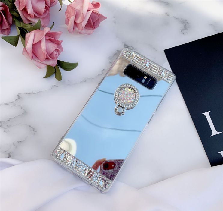 Husa oglinda, pietricele + inel pt. Samsung Galaxy S10 / S10e