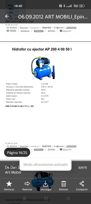 Vand hidrofor cu ejector