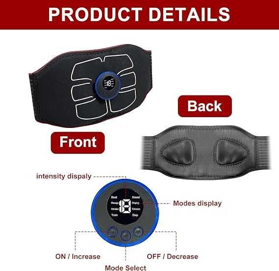 Centura de electrostimulare musculara EMS abdomen reincarcabila USB
