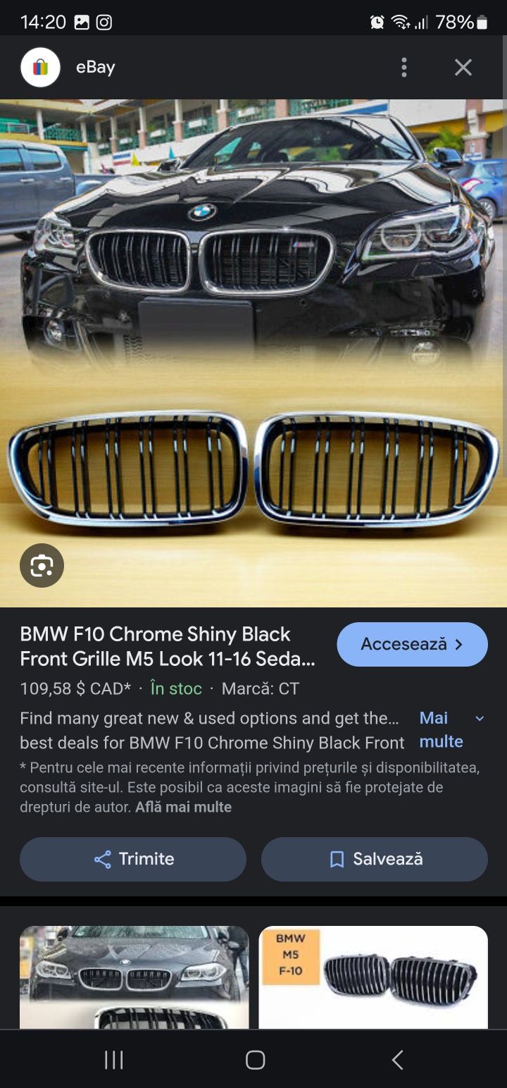 Grile BMW M f10 f11 negru lucios + chrome