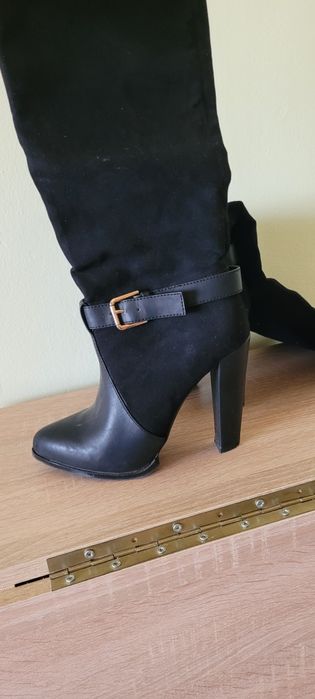 Cizme cu toc, negre, inalte, zara 37