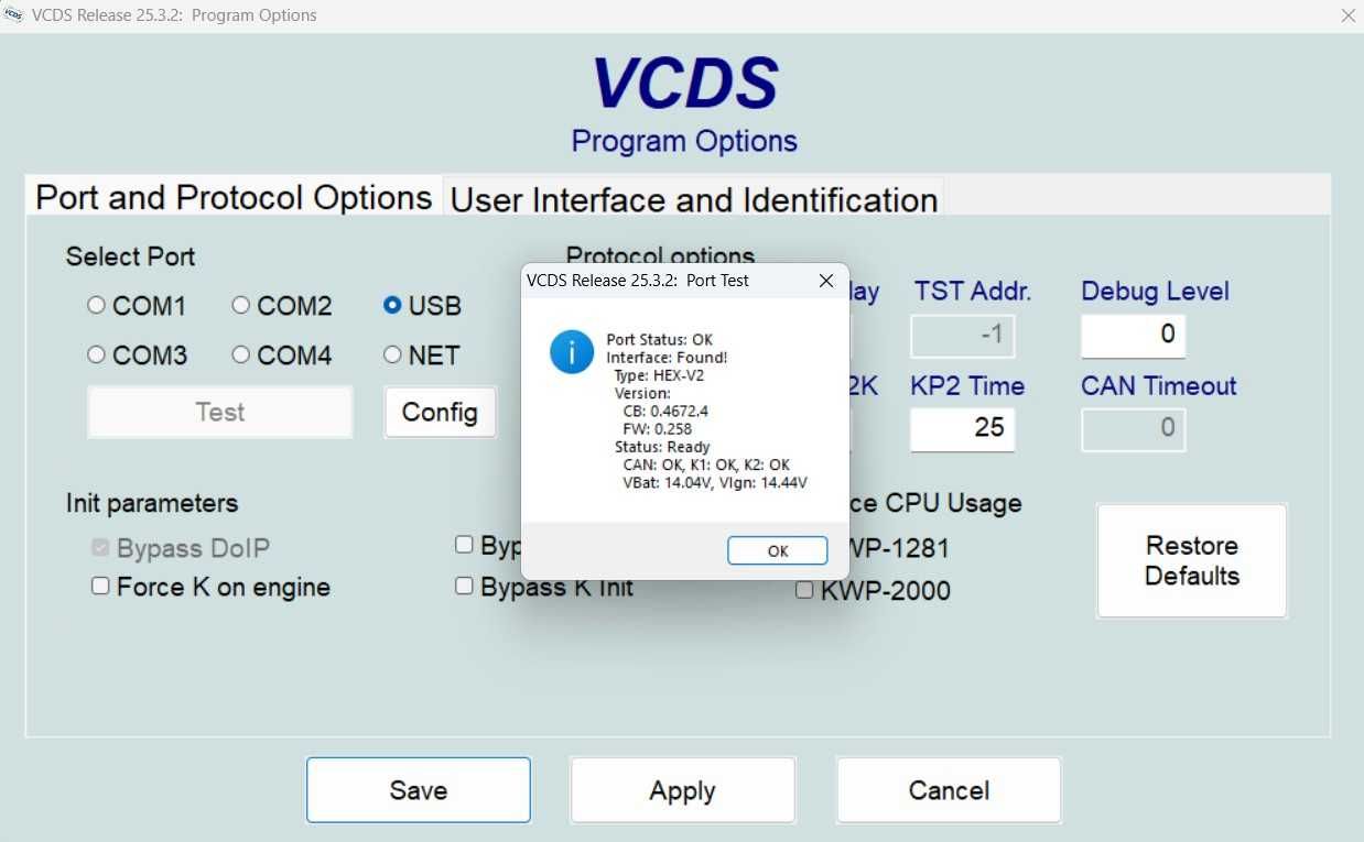 Tester VCDS HEX V2 ARM STM32F429 SOFT 25.3.2 EN/ RO August 2025