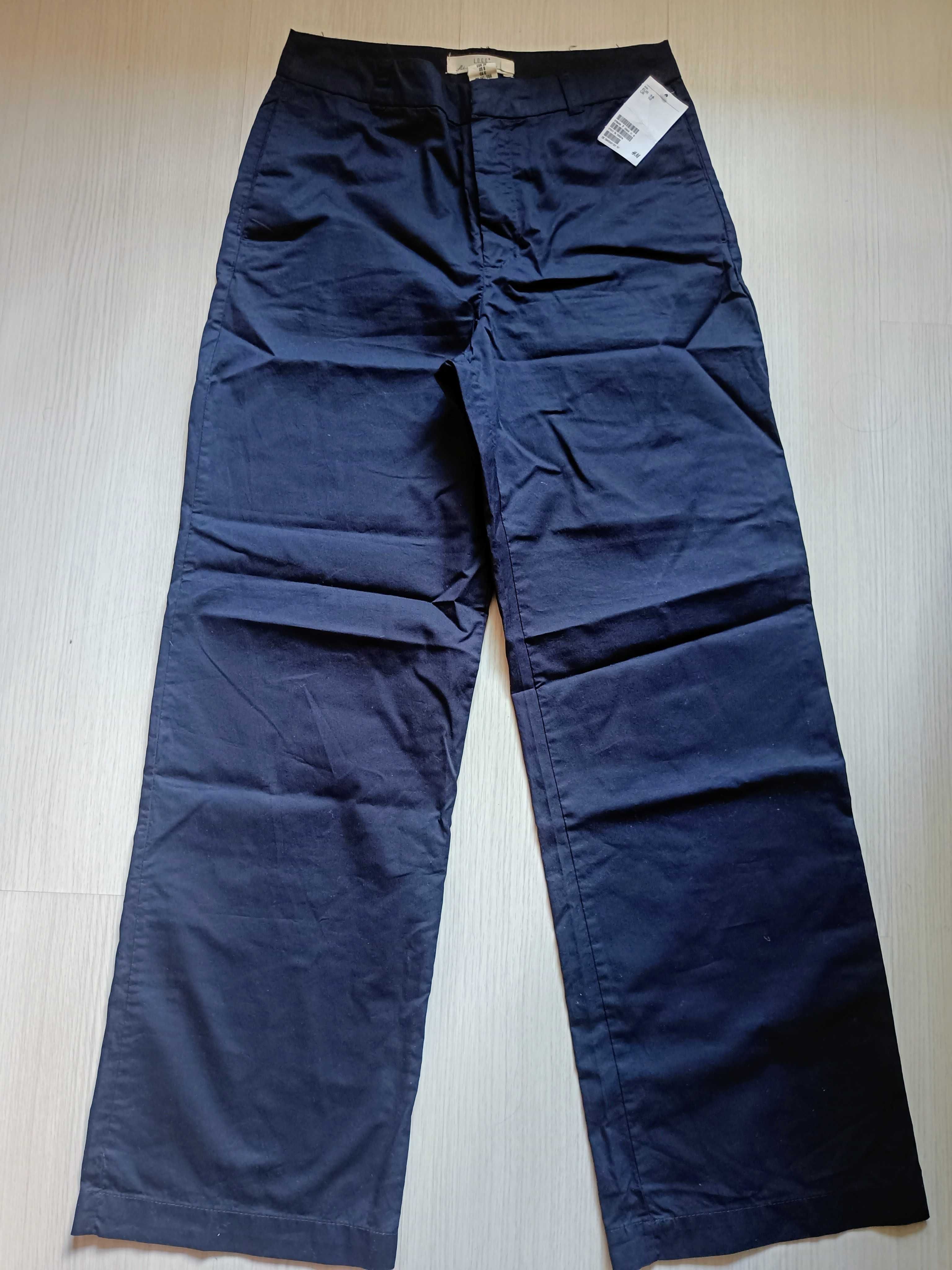 Памучен тъмно син панталон H&M, размер 36