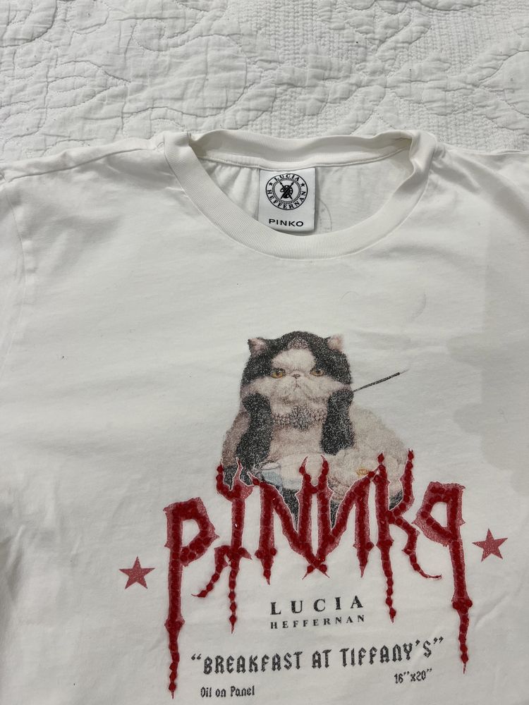 Бяла тениска Pinko с къс ръкав