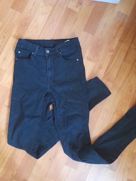 Черни дънки с висока талия, размер Хс