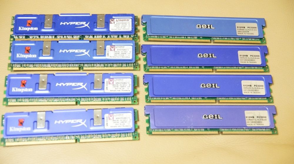 Memorii Kingstom si GEIL 4 X512 mb DDR 1 PC3200 Total 2 Gb