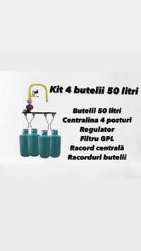 Kit 4 butelii 50 Litri/GPL/Butan/Propan/Centrala