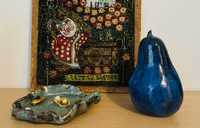 Decoratiune vintage handmade din ceramica si suport bijuterii ceramica