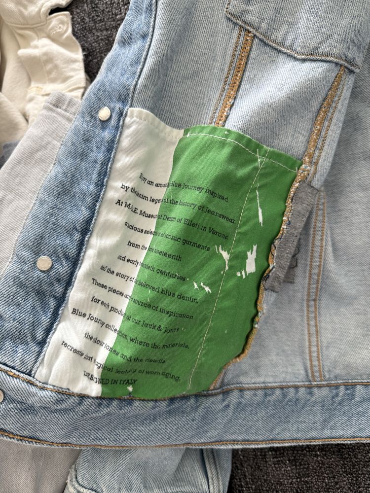 Jack & Jones jacheta denim albastru deschis cu rupturi marimea L