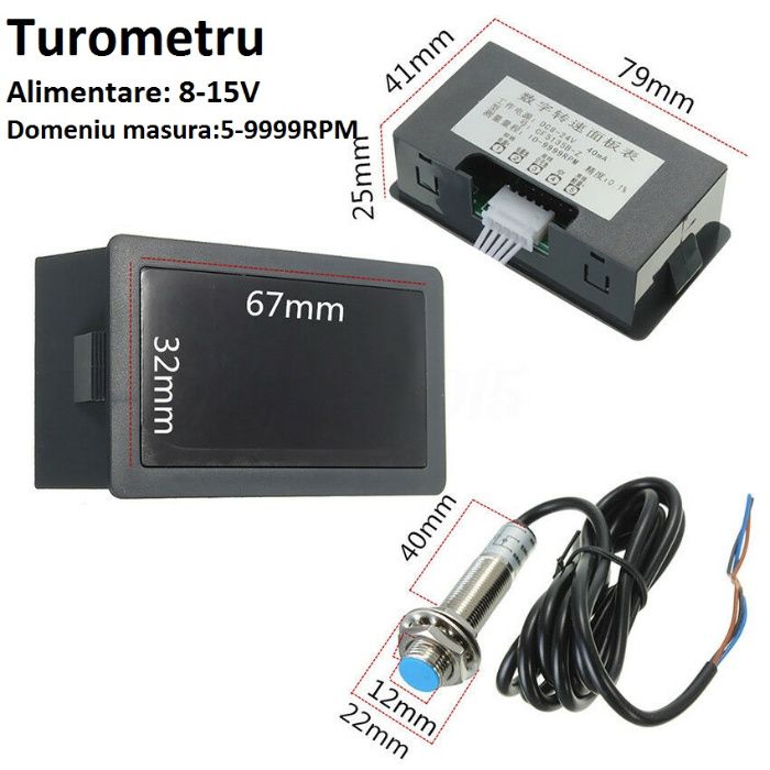 Indicator turatie combine, Voltmetru baterie, Contor ore functionare!
