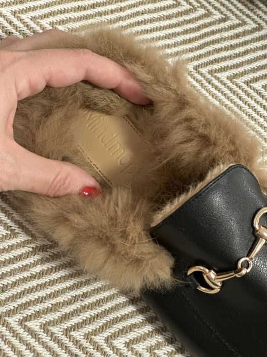 Saboti loafers cu blana stil Gucci 36.5