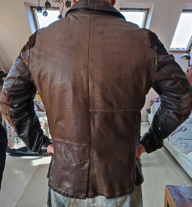 Оригинално Винтидж Марково Chevignon кожено деним яке сако блейзър Л/Х