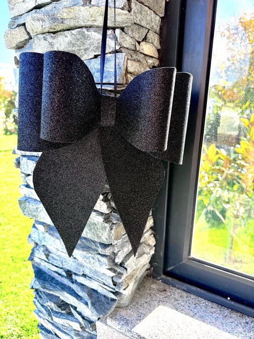 Коледна панделка модел Шанел,за декор,украса, голяма панделка,елха