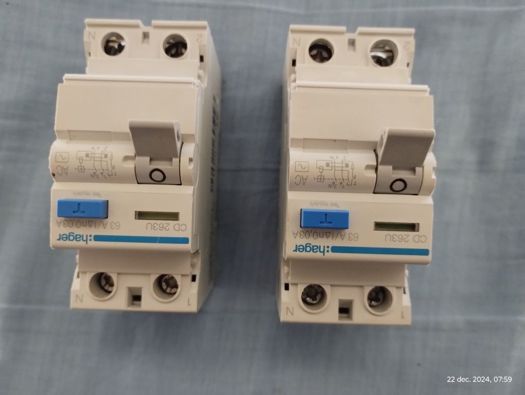 Siguranța automata diferentiala Hager 63 A  30mA