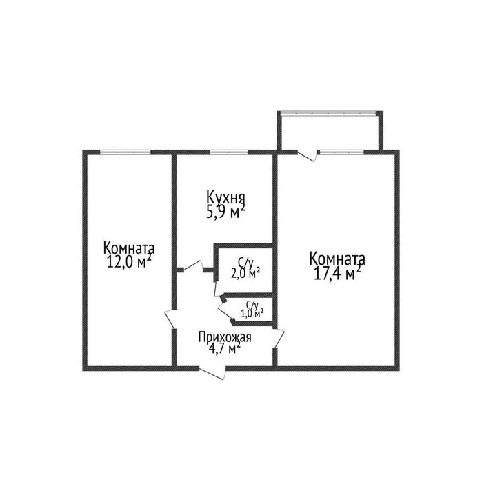 2-комн. квартира, 44.4м², 3/5 этаж