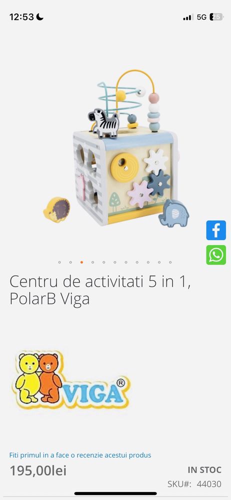 NOU PolarB by Viga centru activitati 5in1 vopsea naturala Montessori