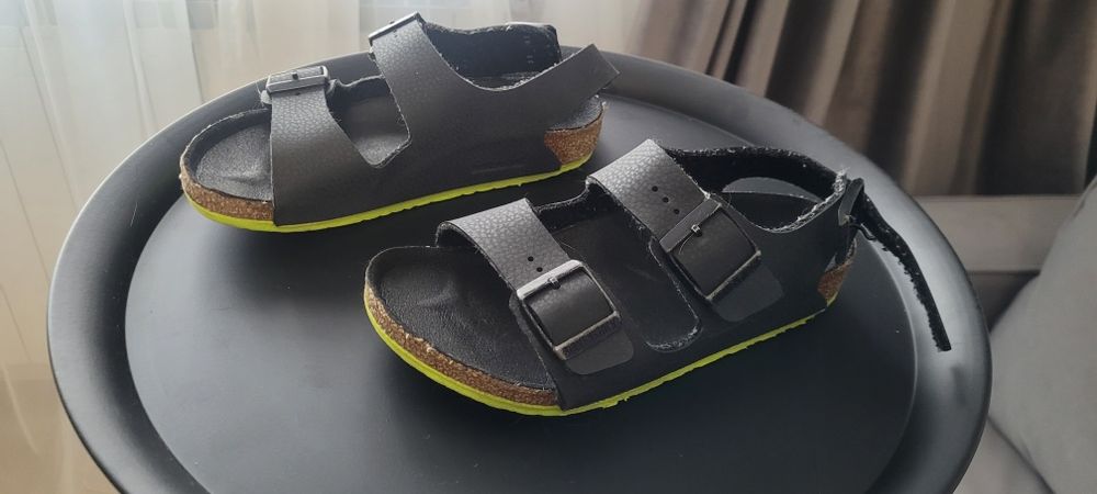 Sandale copii Birkenstock Milano aprox. 20.5 cm Desert Soil Black/Lime