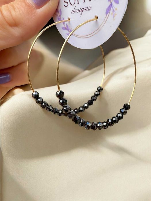 Ръчно изработени обеци Халки от Неръждаема стомана с Цирконий