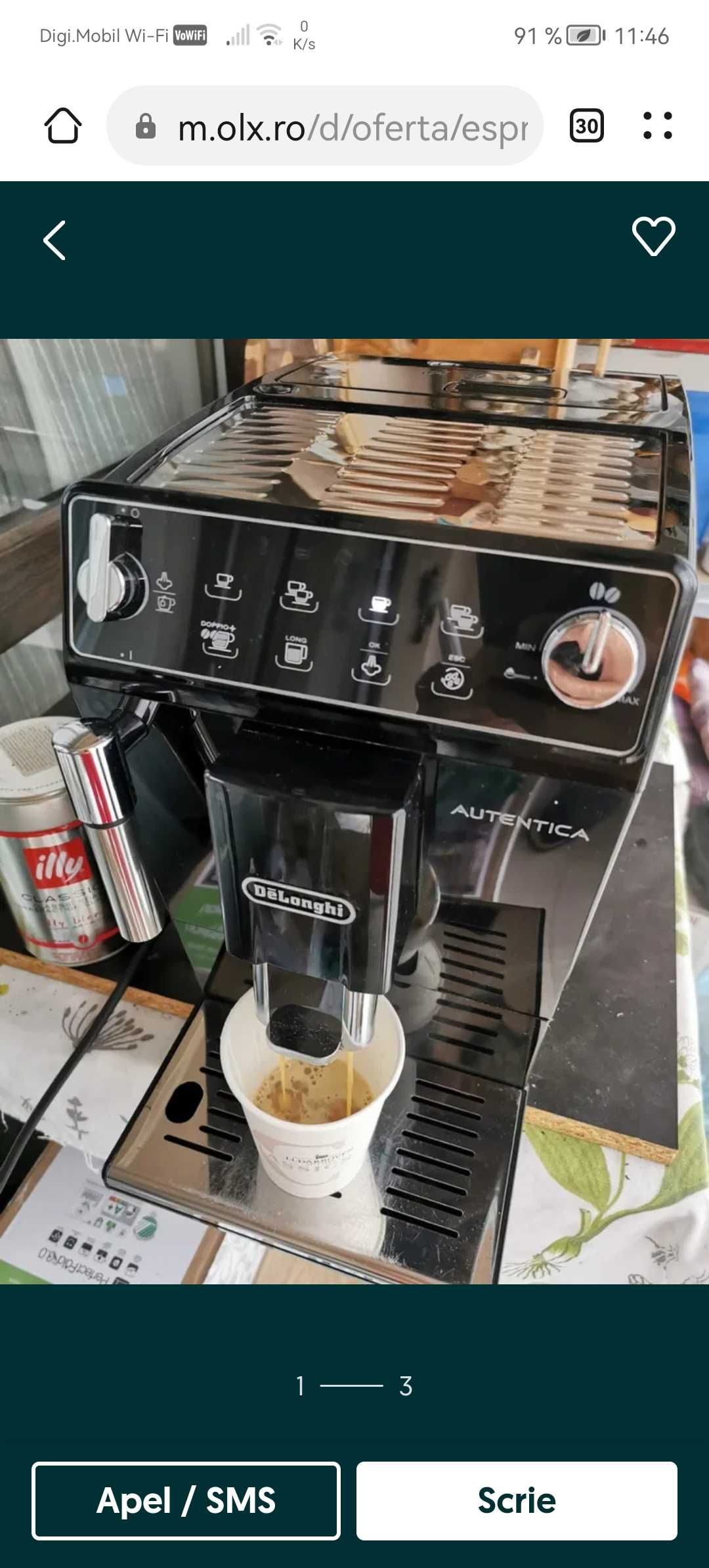 Expresor Automat de Cafea Delonghi Autentica