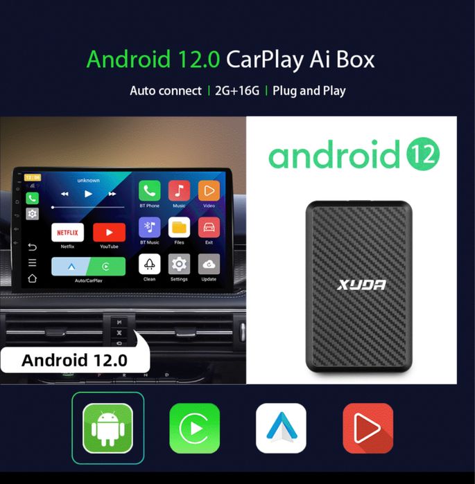 Smart Al Box Android Auto Wireless CarPlay Adapter Youtube Netflix