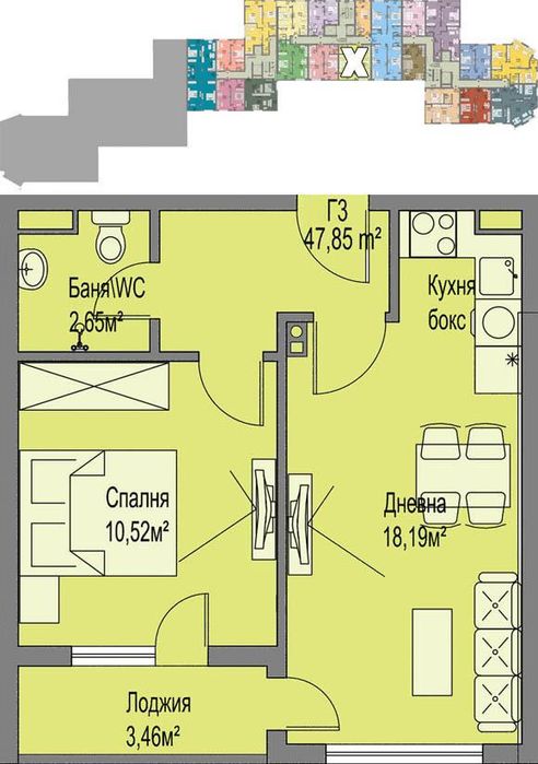 Продава се Двустаен апартамент в Бургас, Меден рудник - зона А - 51 кв.м за 1020 €/кв.м - Снимка #2
