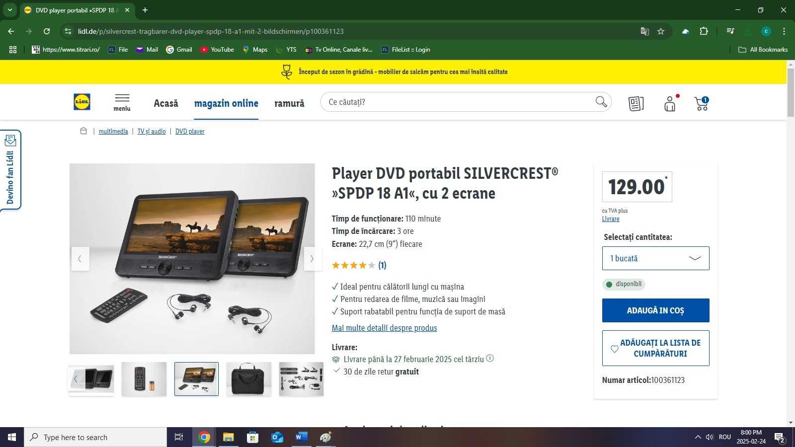 Dvd Player Portabil Silvercrest Nou !!!