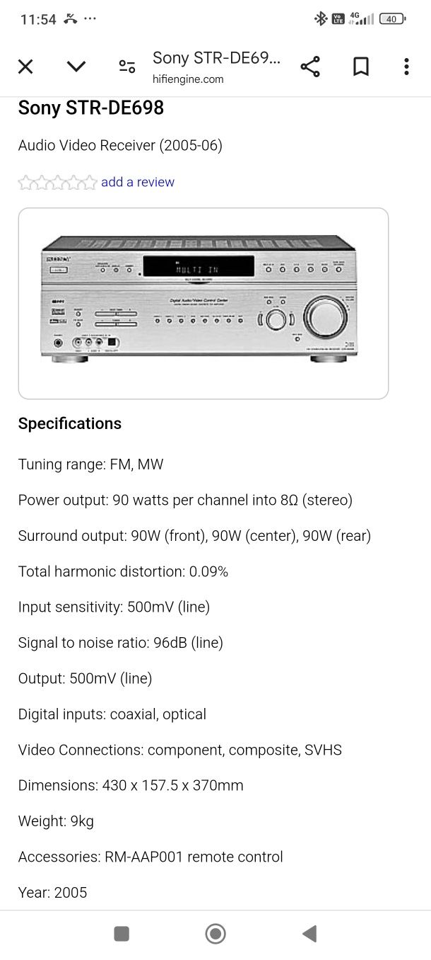 Receiver Sony STR DE 698
