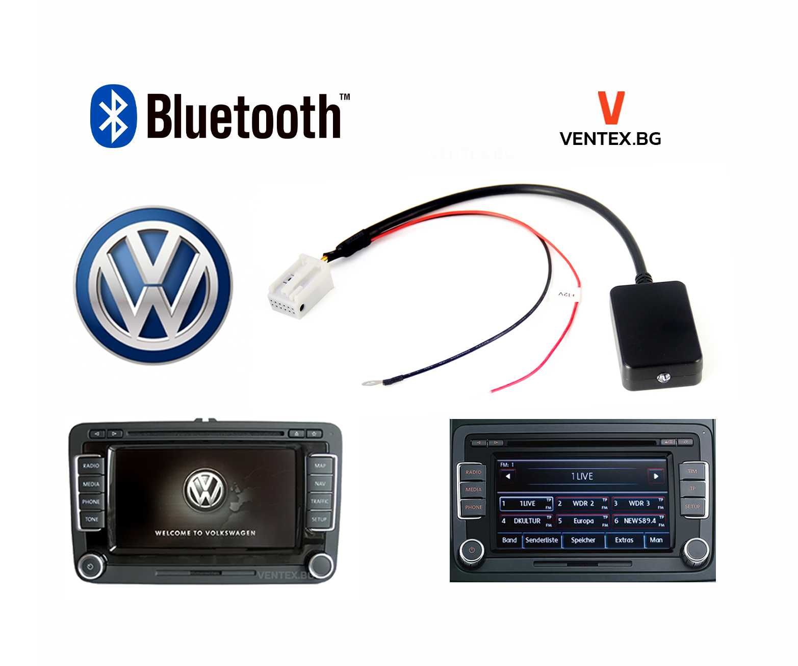 Bluetooth за Volkswagen Golf 5 6 Passat Polo Touaran Caddy блутут VAG