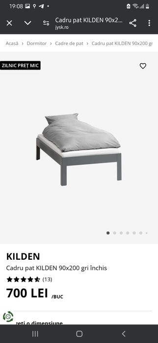 OFERTA! Pat jysk metal 90x200, cu somiera si saltea de lux