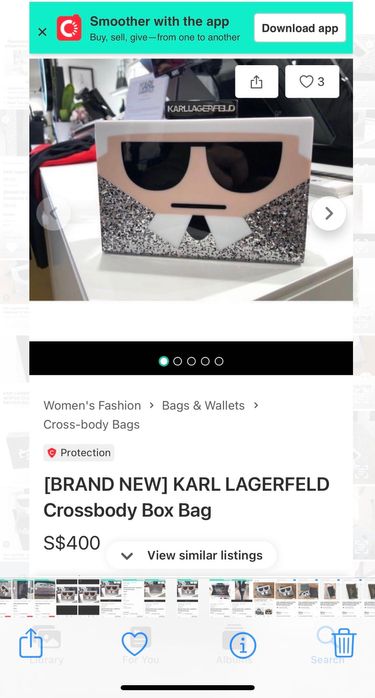 KARL LAGERFELD Сребриста Маркова Парти чантичка  УНИКАЛНОСТ СТИЛ КЛАСА