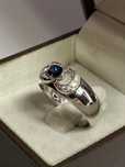 Inel aur alb 18kt.cu safir si diamante