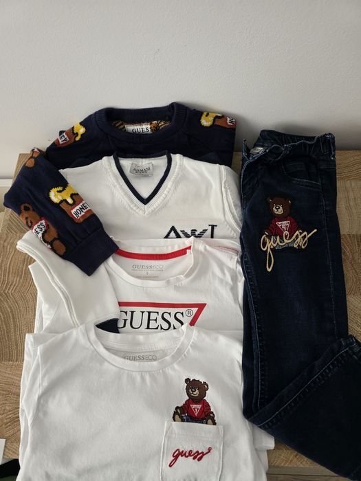 Лот детски дрехи 110 см, 4-5г. Guess, AJ - блузи, пуловери, дънки