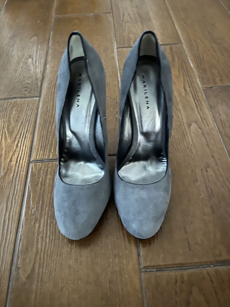 Pantofi dama piele întoarsă Marilena, toc 11 cm, originali Italia