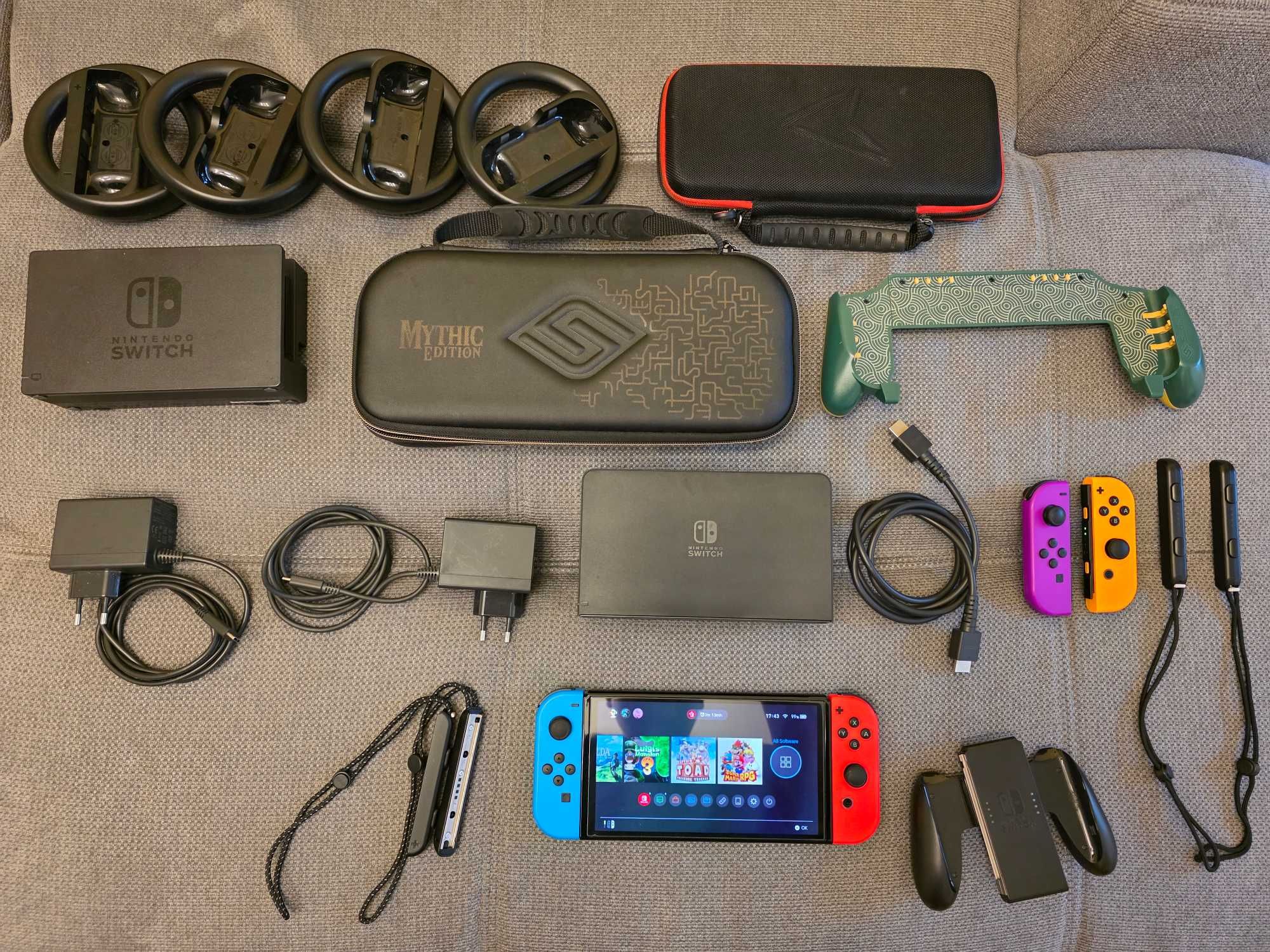 Nintendo Switch Oled, Husa si grip ZenGrip Ronin, multiple accesorii