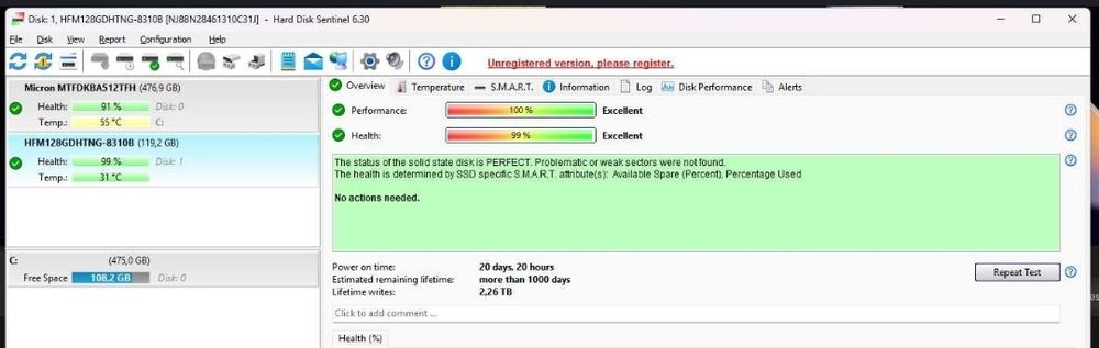 SSD 128 Gb SK hynix pcie gen 3