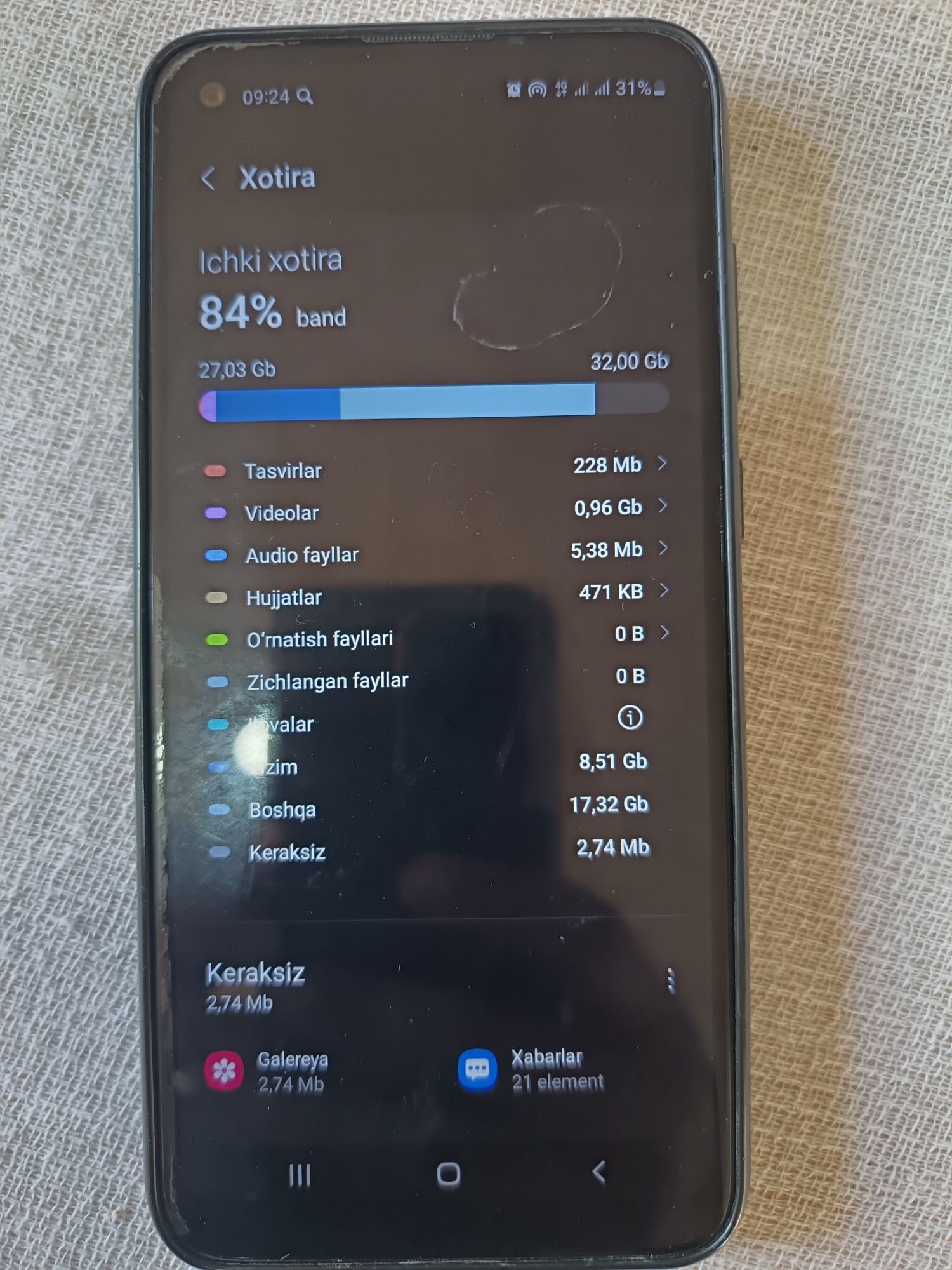 Samsung galaxiy a 11 xotira 3/32