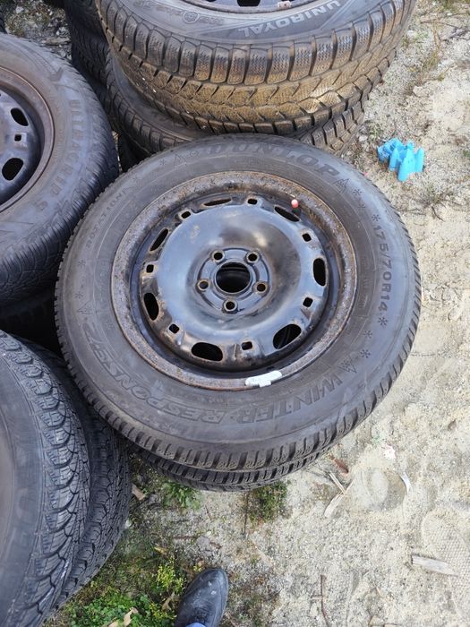 Jante otel 14 inch 5x100  cu anvelope Dunlop 175.70.14 profil 90%