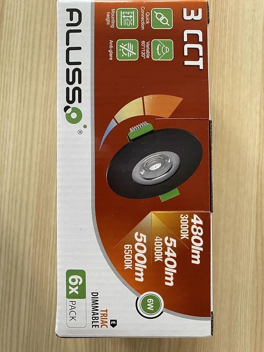 ALUSSO LED IP44 черни луни за вграждане димируеми 6W,540lm тънки 25 мм