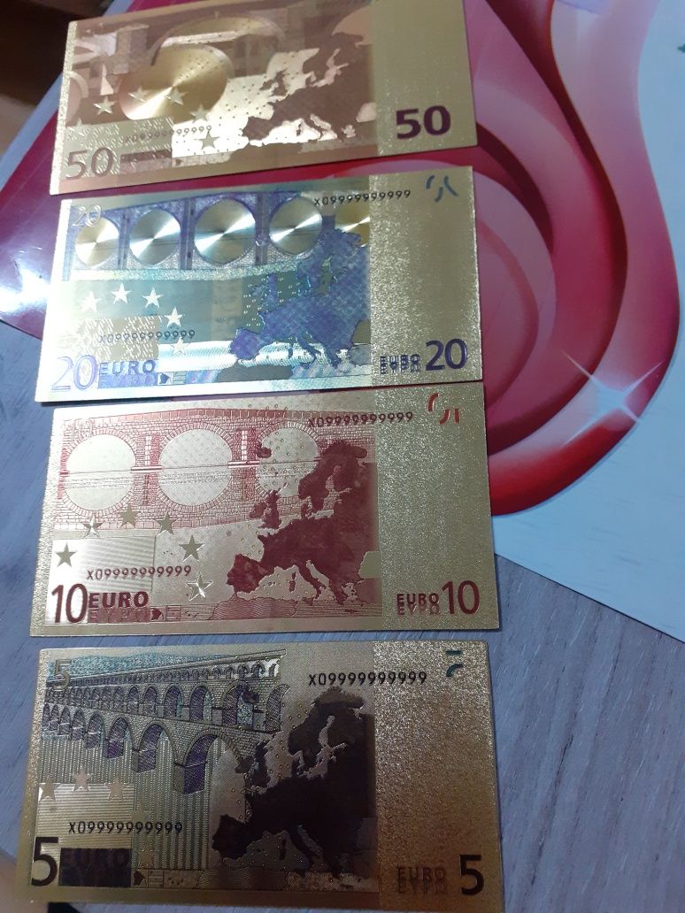 Vând 7 bancnote euro Polymer Gold ediție