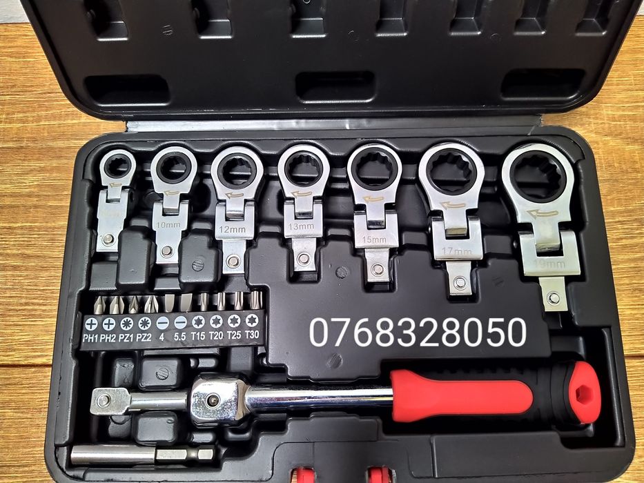 Set chei tubulare cu clichet 6-19mm, 20 piese, CrV