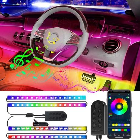 kit benzi 60 led lumina ambientala interior auto RGB cu aplicatie