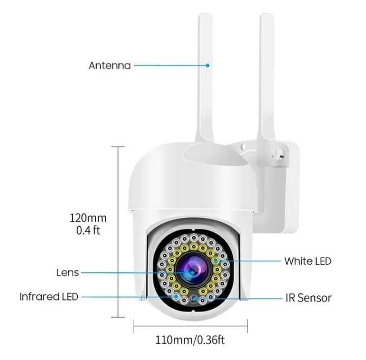 НОВО Безжична външна въртяща с 2 антени WIFI Full HD IP camera камера