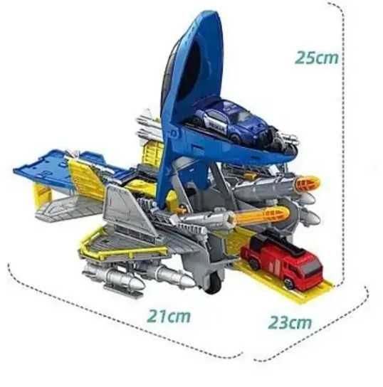 Играчка "Самолет-гараж" изстрелващи снаряди, с 4 мини модела транспорт