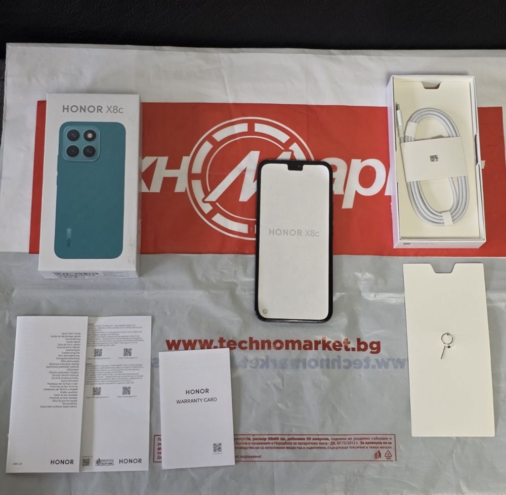 КАТО НОВ 256GB Honor X8c Техномаркет Гаранция 2027г. Black / Черен
