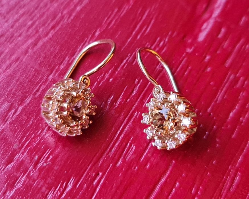 Cercei aur galben 14k citrin și zircon natural