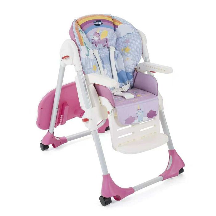 Scaun de masă Chicco Polly Easy cu 4 roți – model Unicorn.
