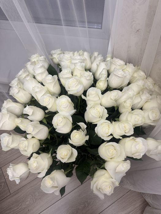 Цветы, букет белые розы