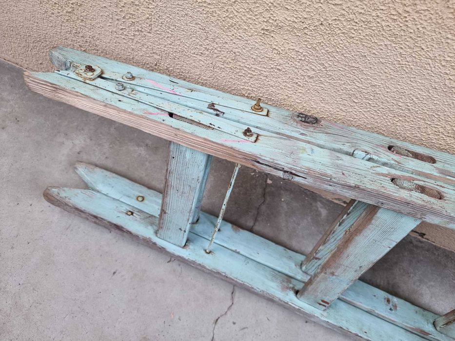 Scara lemn model A vintage, decoratiuni, candy bar, ghivece