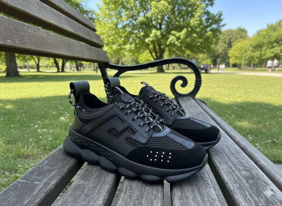 Adidasi Versace Chain Reaction Negru - Adidasi Unisex