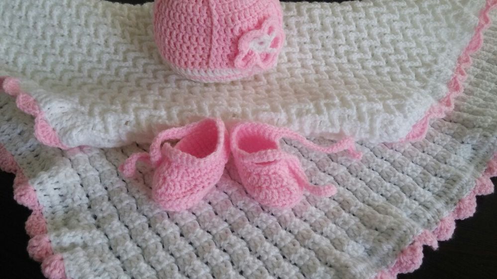 Ръчно плетен комплект за бебе, 3D одеало